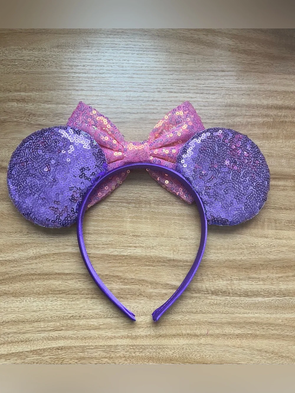 Tangled Sequin Purple & Sequin Pink Bow Mouse Ears Headband